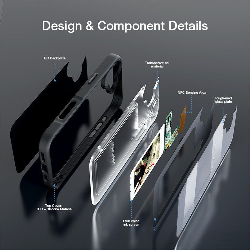DIY Four-color Ai E-ink Screen NFC Projection Screen Phone Case Glass